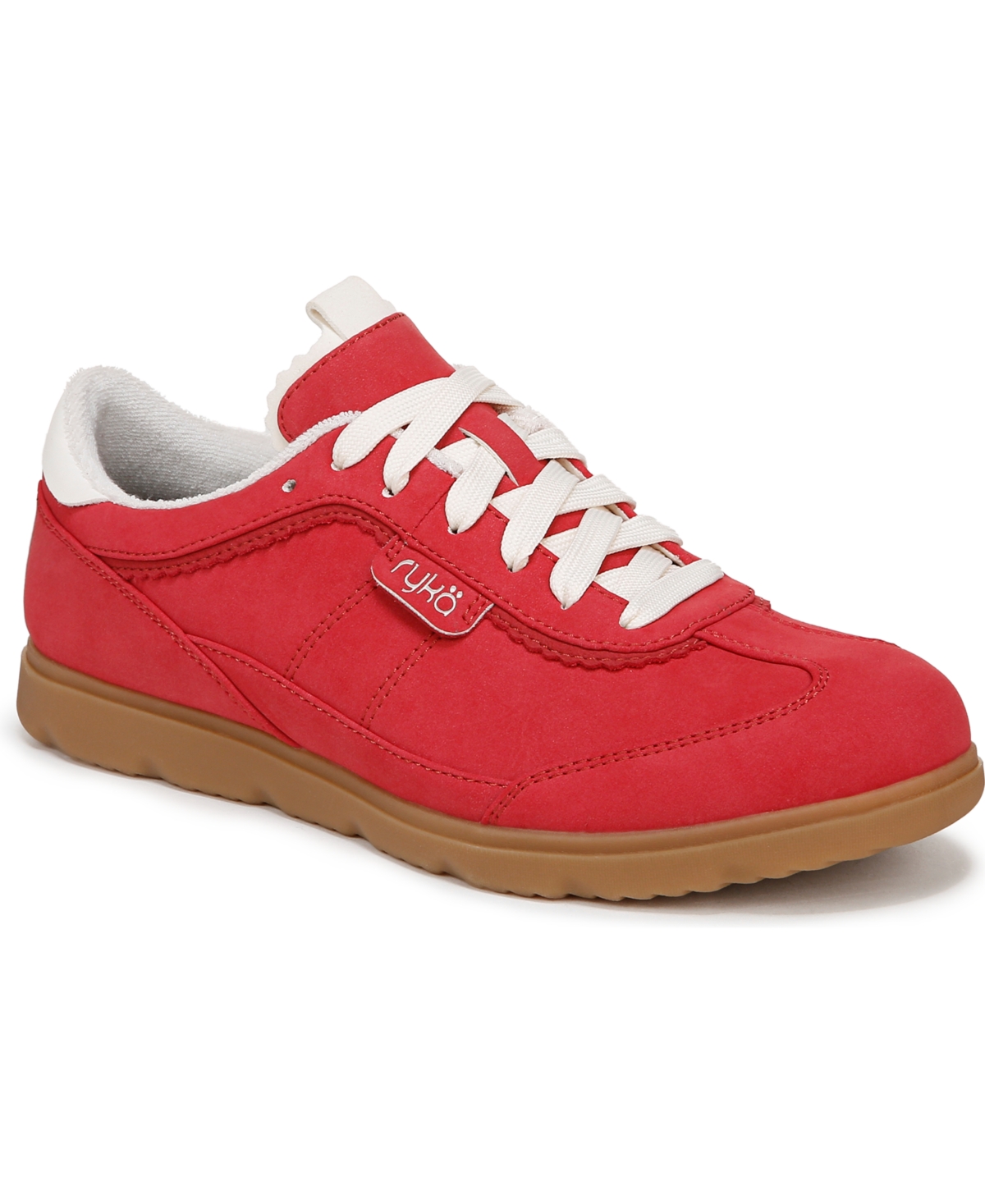Ryka Effortless Sneaker Womens Red Salsa Faux Leather Lifestyle Shoes Gal1577 In Red