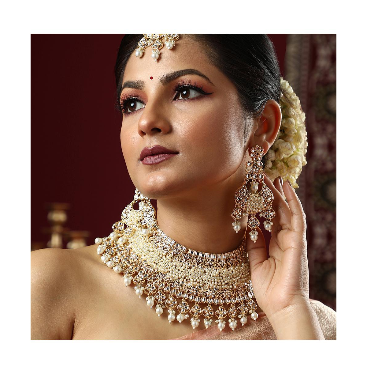 Sohi Women's The Begum Jewellery Set In White