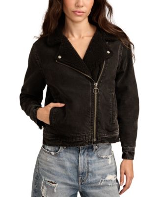 Lucky Brand - Women's Faux Shearling Denim Moto Jacket