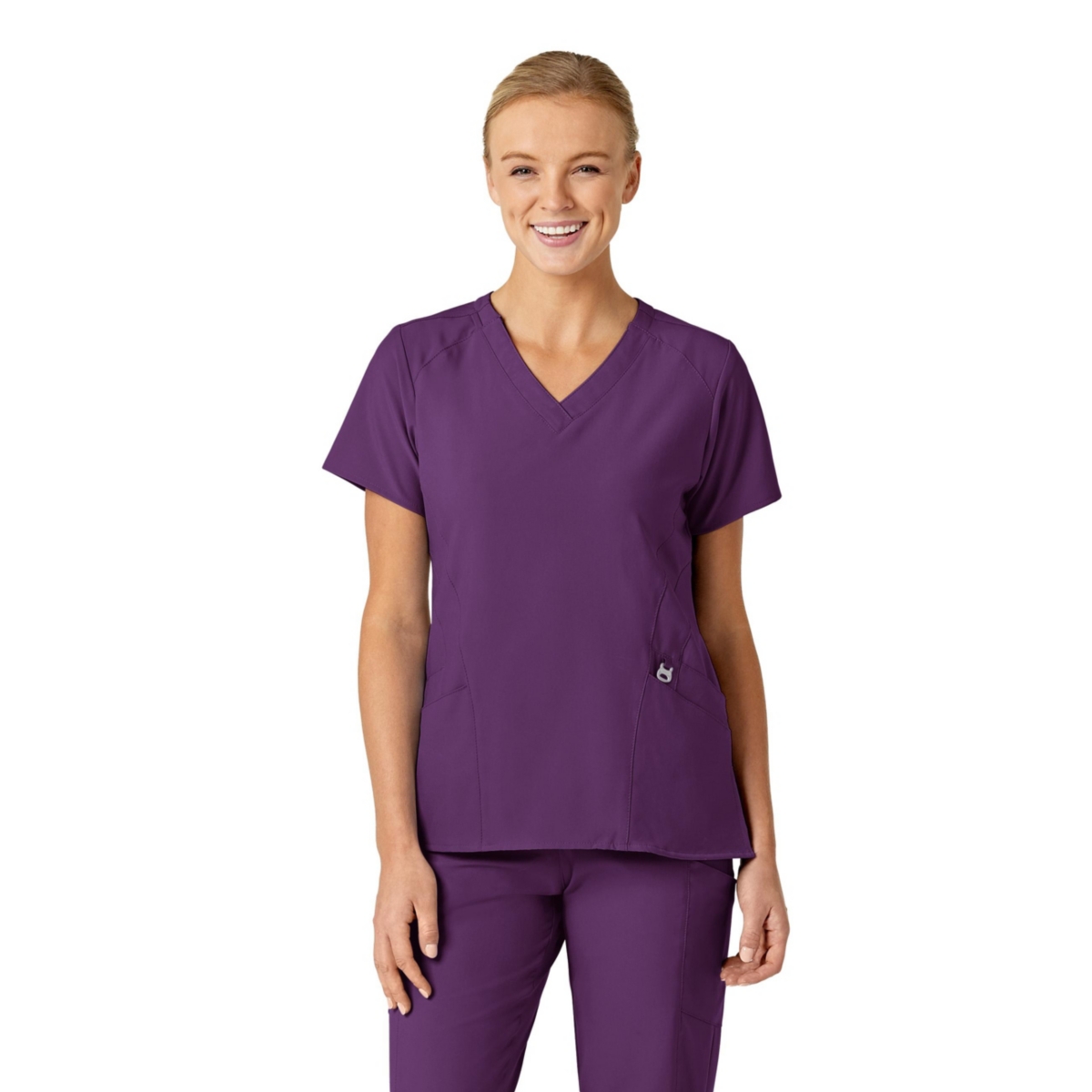 Plus Size W123 Stylized V-Neck Scrub Top - Charcoal heather