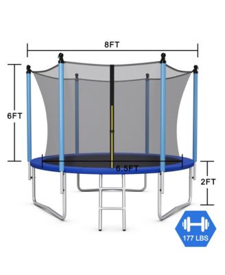 Jumping Exercise Recreational Bounce Trampoline for Kids W/Safety Enclosure