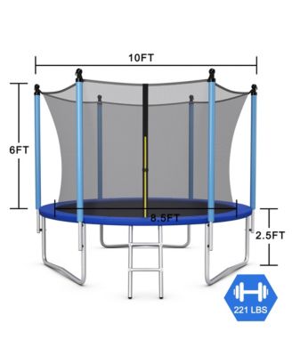 Jumping Exercise Recreational Bounce Trampoline for Kids W/Safety Enclosure