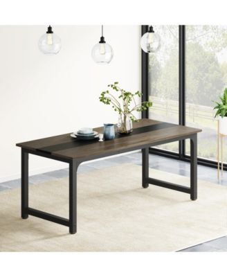 Rectangular Dinner Table with Heavy Duty Metal Legs,Industrial Kitchen Table for 6-8 Person