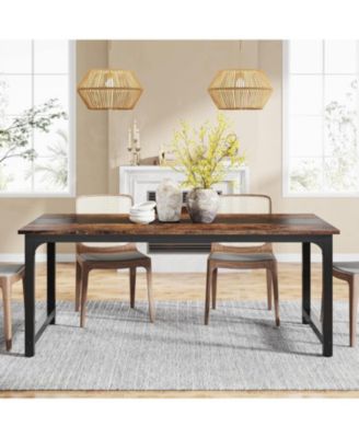 Rectangular Dinner Table with Heavy Duty Metal Legs,Industrial Kitchen Table for 6-8 Person