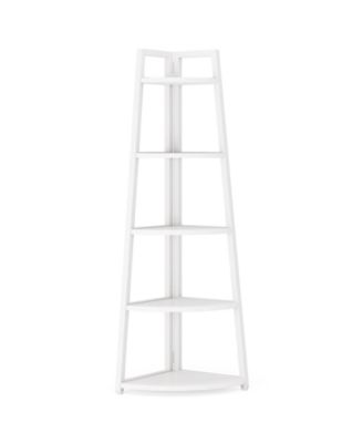 5 Tier Industrial Corner Bookshelf Bookcase,70 inch Tall Corner Shelf,Industrial Corner Ladder Shelf Plant Stand