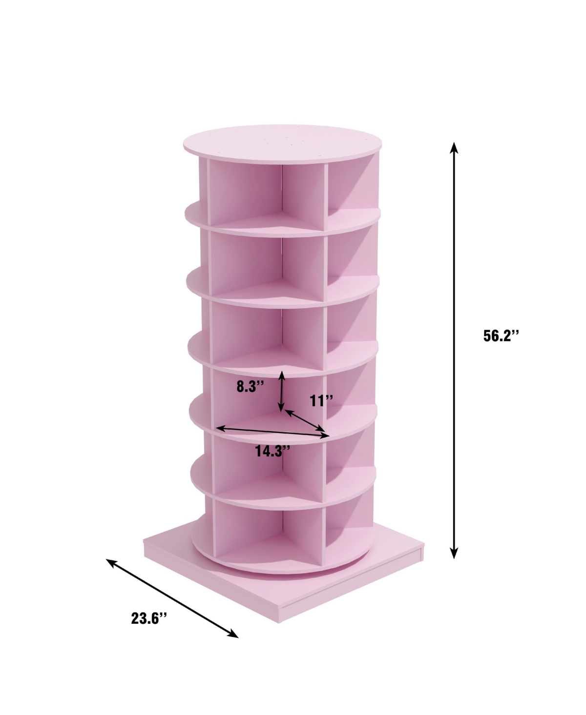 Slickblue360° Rotating Shoe Cabinet with 6 Layers - Space-Saving Shoe Storage - Pink
