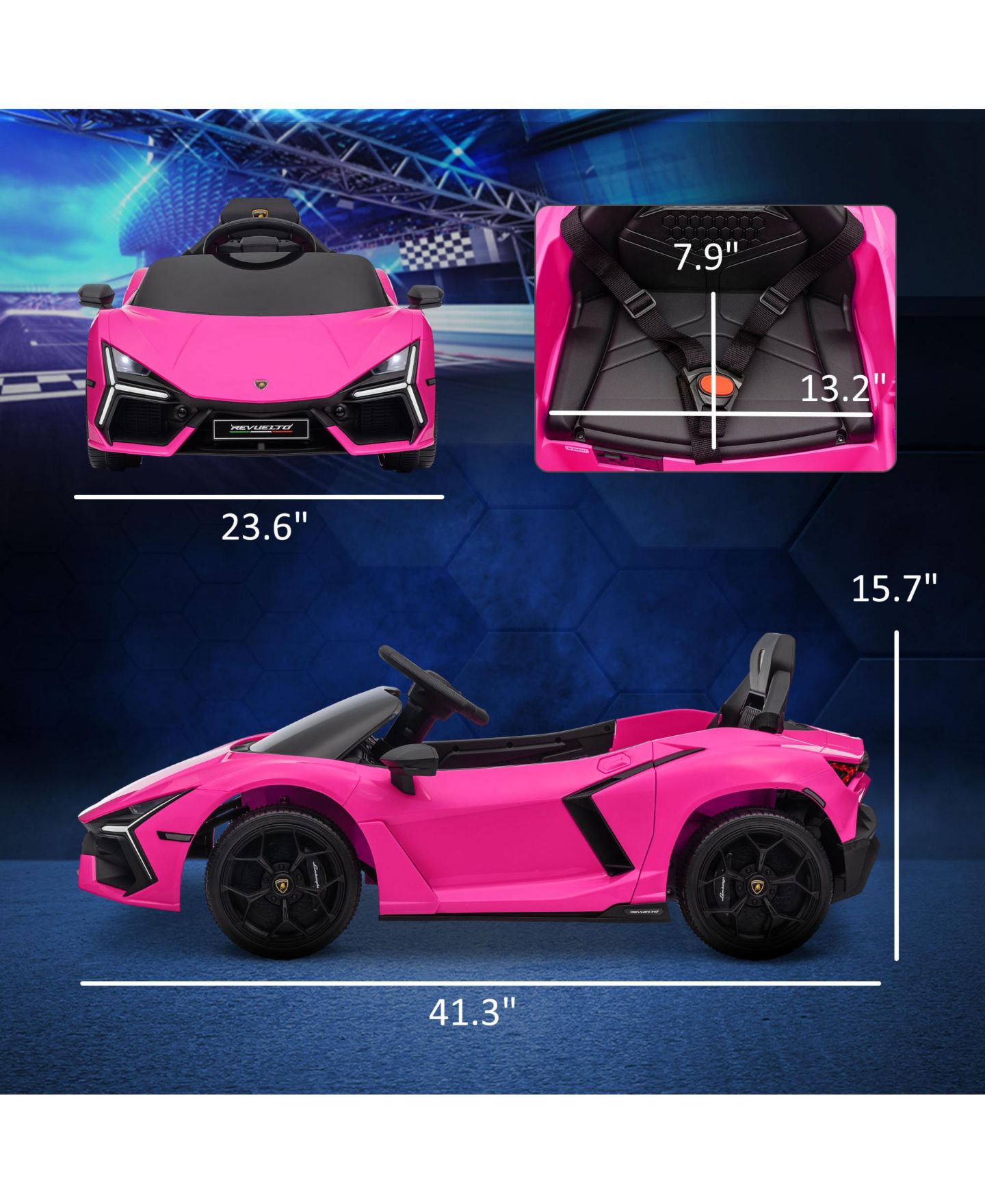 Детская игрушка Qaba Lamborghini Revuelto 12V Electric Dual-Mode Ride-On Car, 1 Player, Ages 3+, цвет: Розовый — фото 3