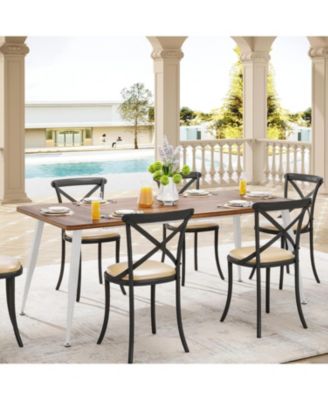 70.9 Inch Modern Faux Wood Industrial Kitchen Table Furniture with Metal Legs, Rectangular Dinner Table