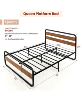 Queen Size Arc Platform Bed with Headboard and Footboard