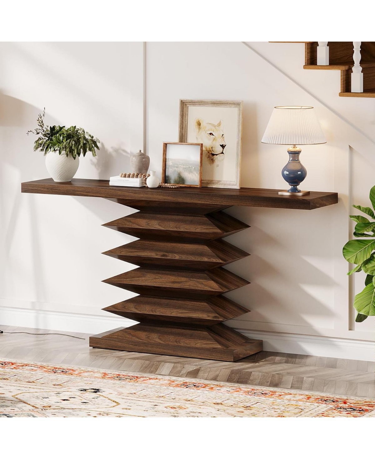 Tribesigns 51-Inch Long Console Table, Farmhouse Entryway Table with Unique Base, Narrow Wooden Hallway Table, Entrance Foyer Sofa Accent Table for Li