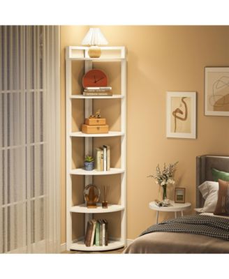 70.9 Inch Tall Corner Bookshelf Small Bookcase Rustic Corner Shelving Unit Storage Rack,6 Tier Corner Shelf