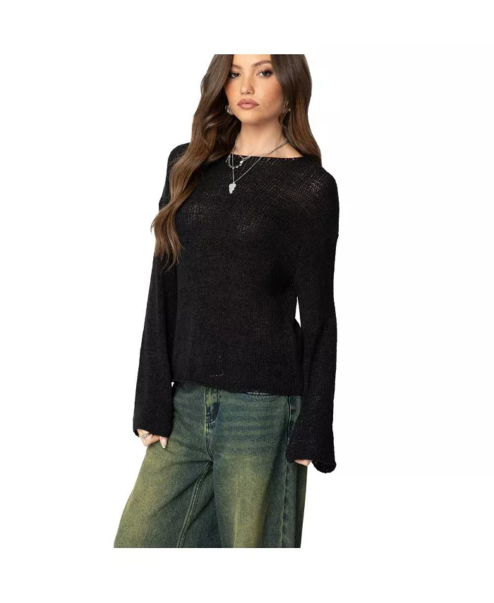 Women's Drop Shoulder Light Knit Sweater - thumbnail 9
