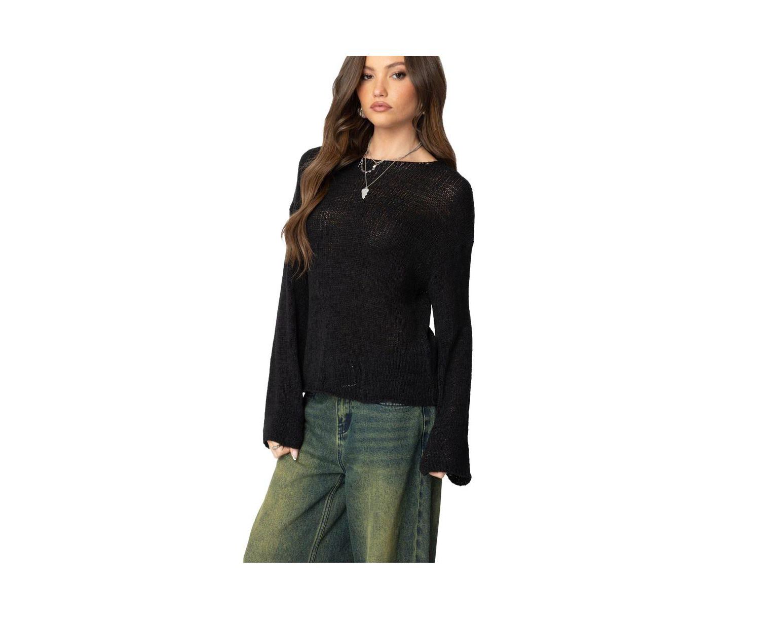 Women's Drop Shoulder Light Knit Sweater