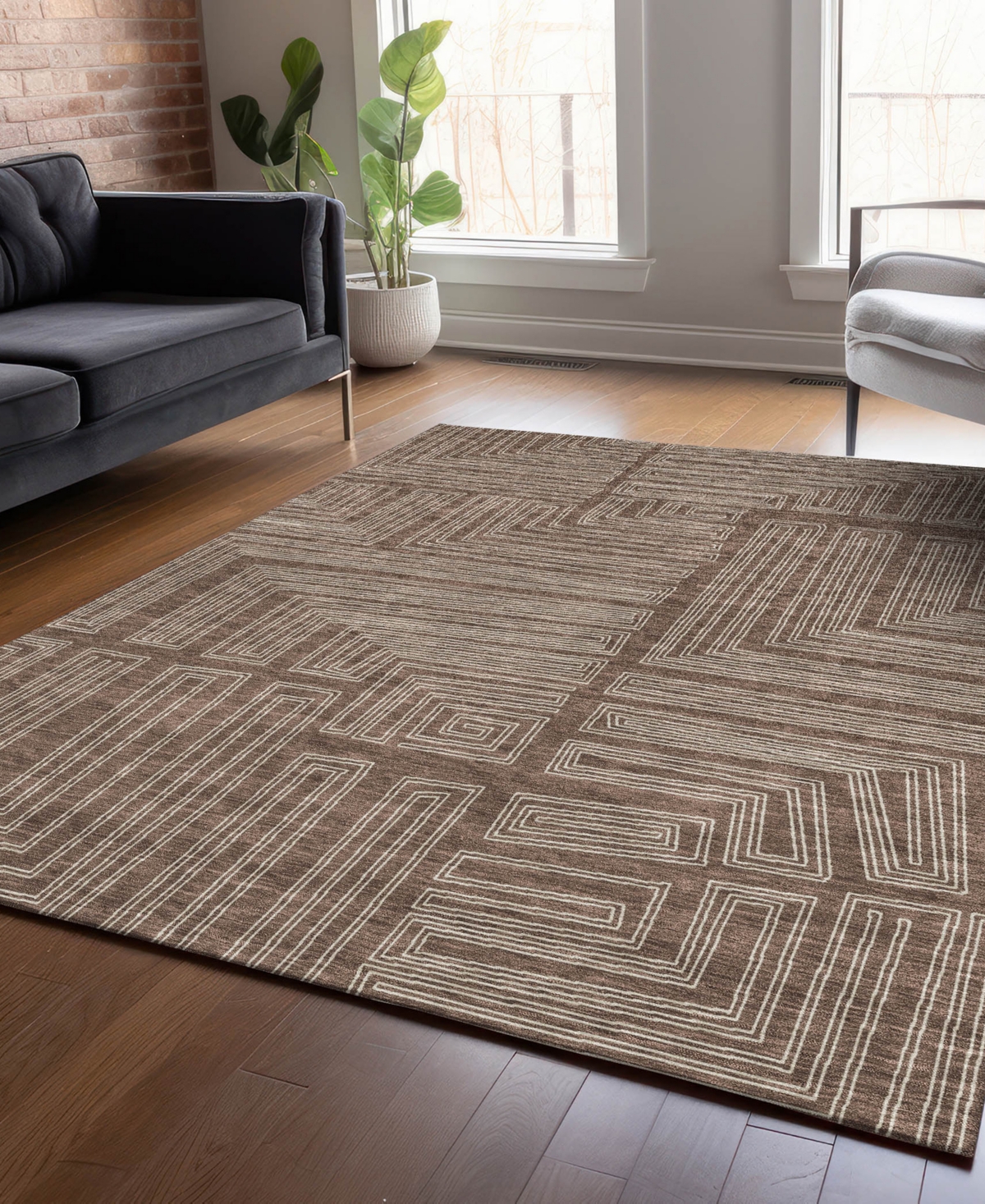 Addison Chantille Machine Washable Acn1045 5'x7'6" Area Rug In Brown