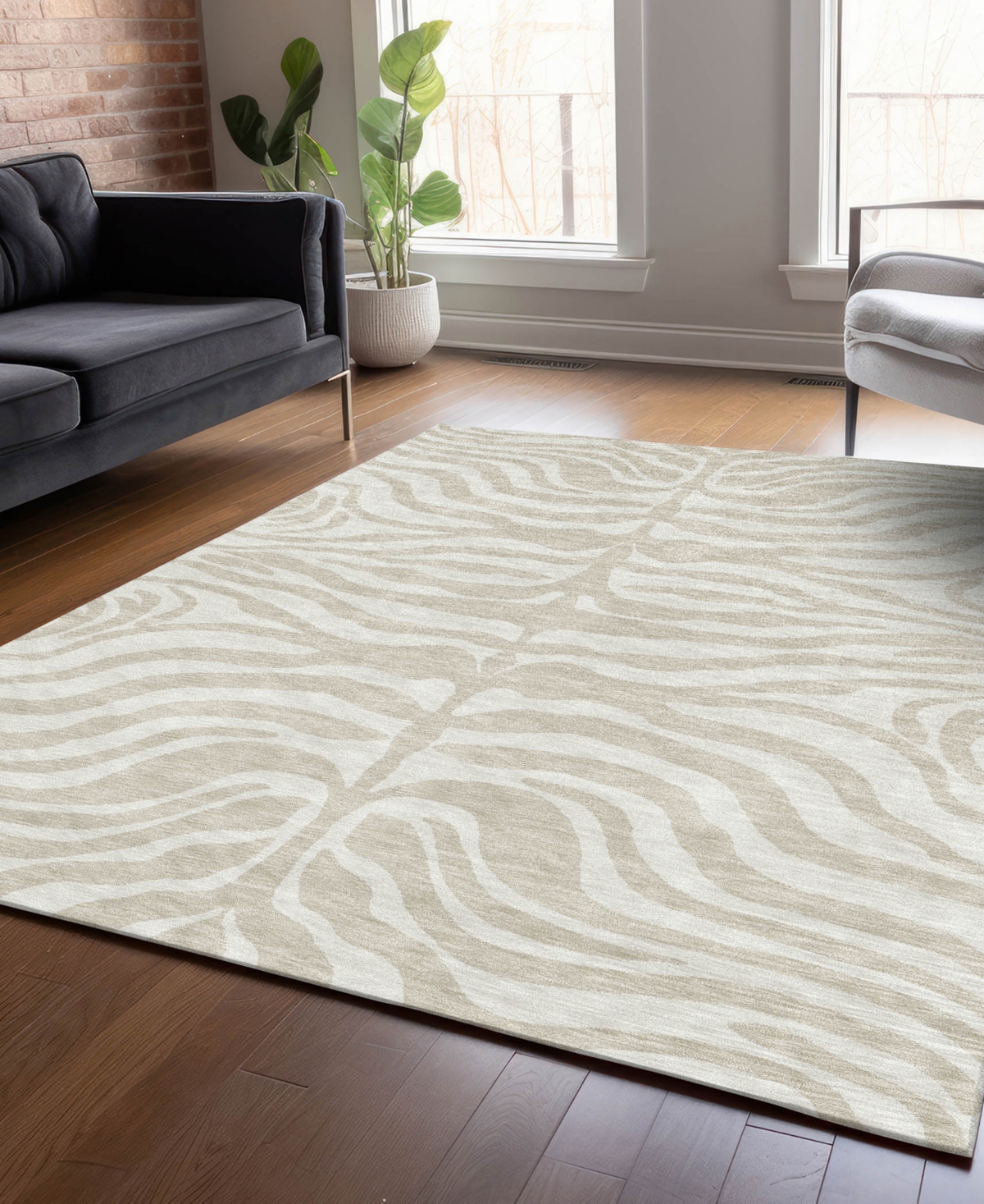 Addison Chantille Machine Washable Acn1042 2'6"x3'10" Area Rug In Beige