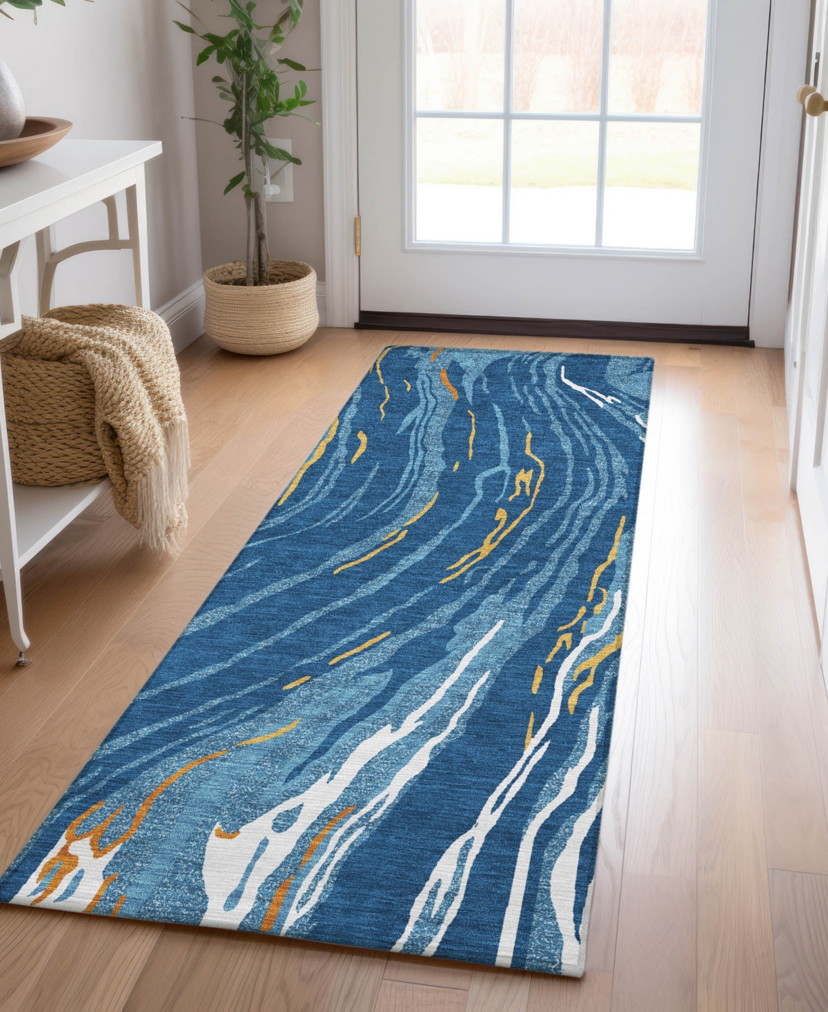 Addison Chantille Machine Washable Acn1037 2'3"x7'6" Runner Area Rug In Navy