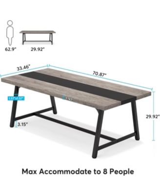 Dining Table for 8 People, 70.87-inch Rectangular Wood Kitchen Table with Strong Metal Frame, Industrial Large Long Dining Room Table