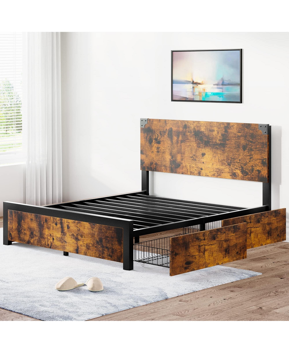 gaomon Bed Frame, Platform Size Bed Frame with Wood Headboard