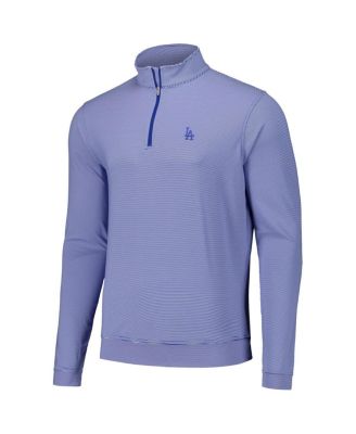 Men's Royal Los Angeles Dodgers Perth Sugar Stripe Performance Quarter-Zip Top