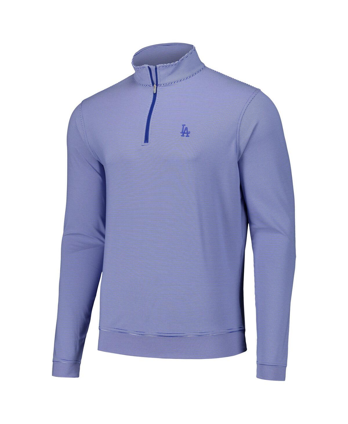 Peter Millar Men's Royal Los Angeles Dodgers Perth Sugar Stripe Performance Quarter-zip Top In Royal