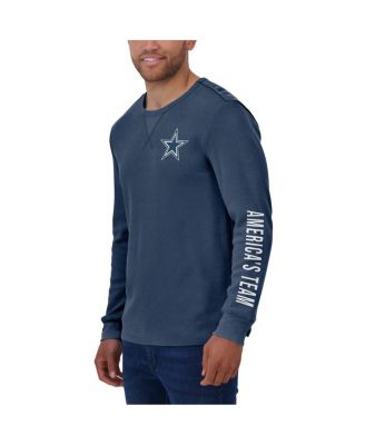 Men's Navy Dallas Cowboys Washed Waffle-Knit Long Sleeve T-Shirt