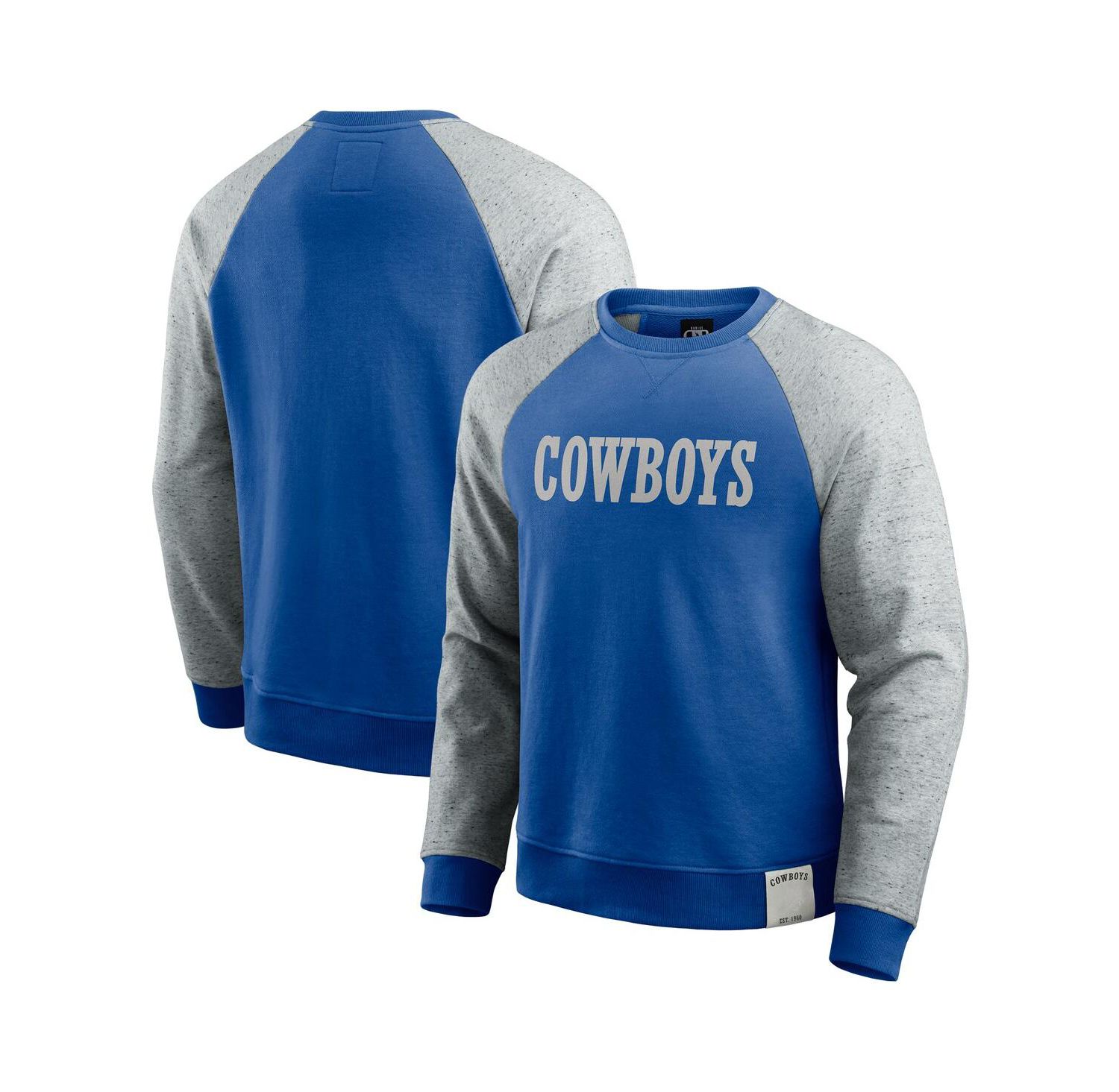 Darius Rucker Collection by Men's Blue/Gray Dallas Cowboys Throwback Color Block Raglan Pullover Sweatshirt