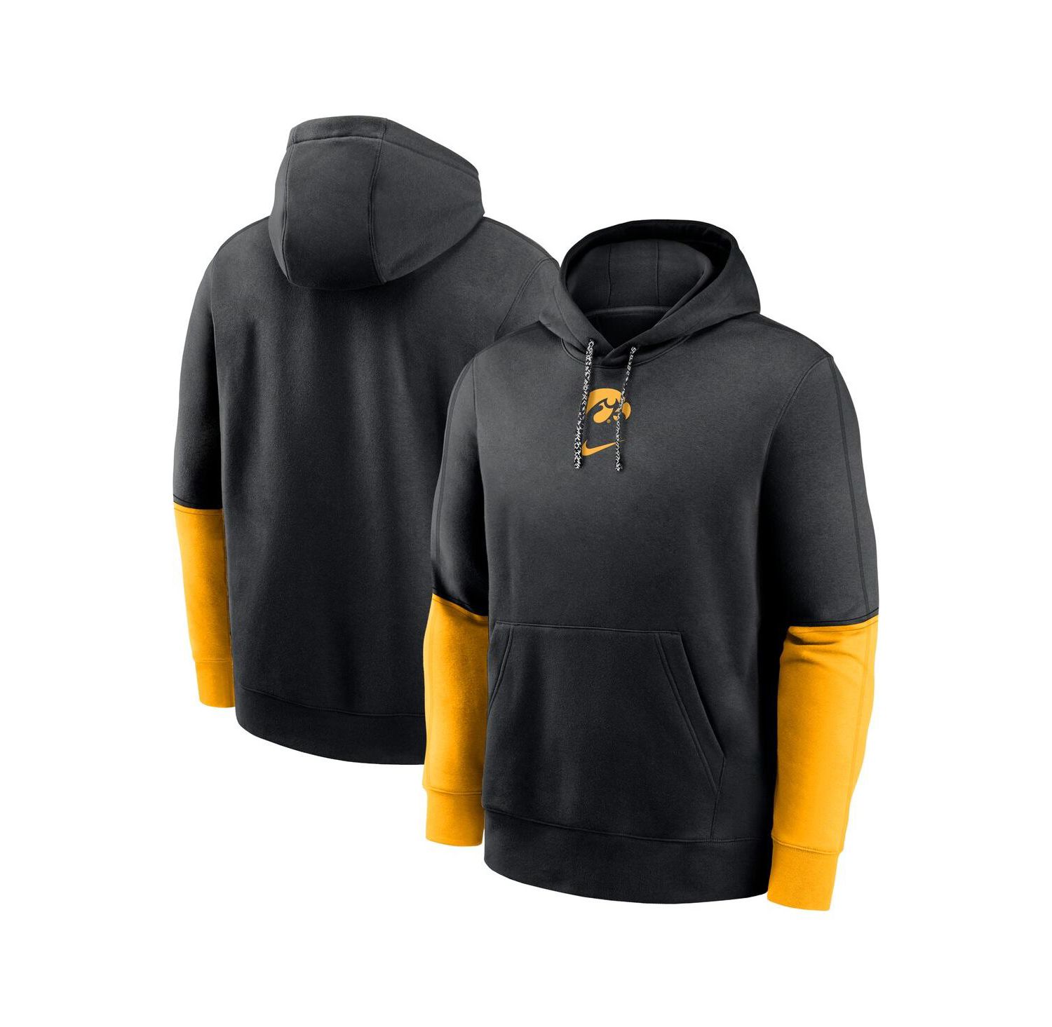 Men's Black/Gold Iowa Hawkeyes 2024 Sideline Club Pullover Hoodie