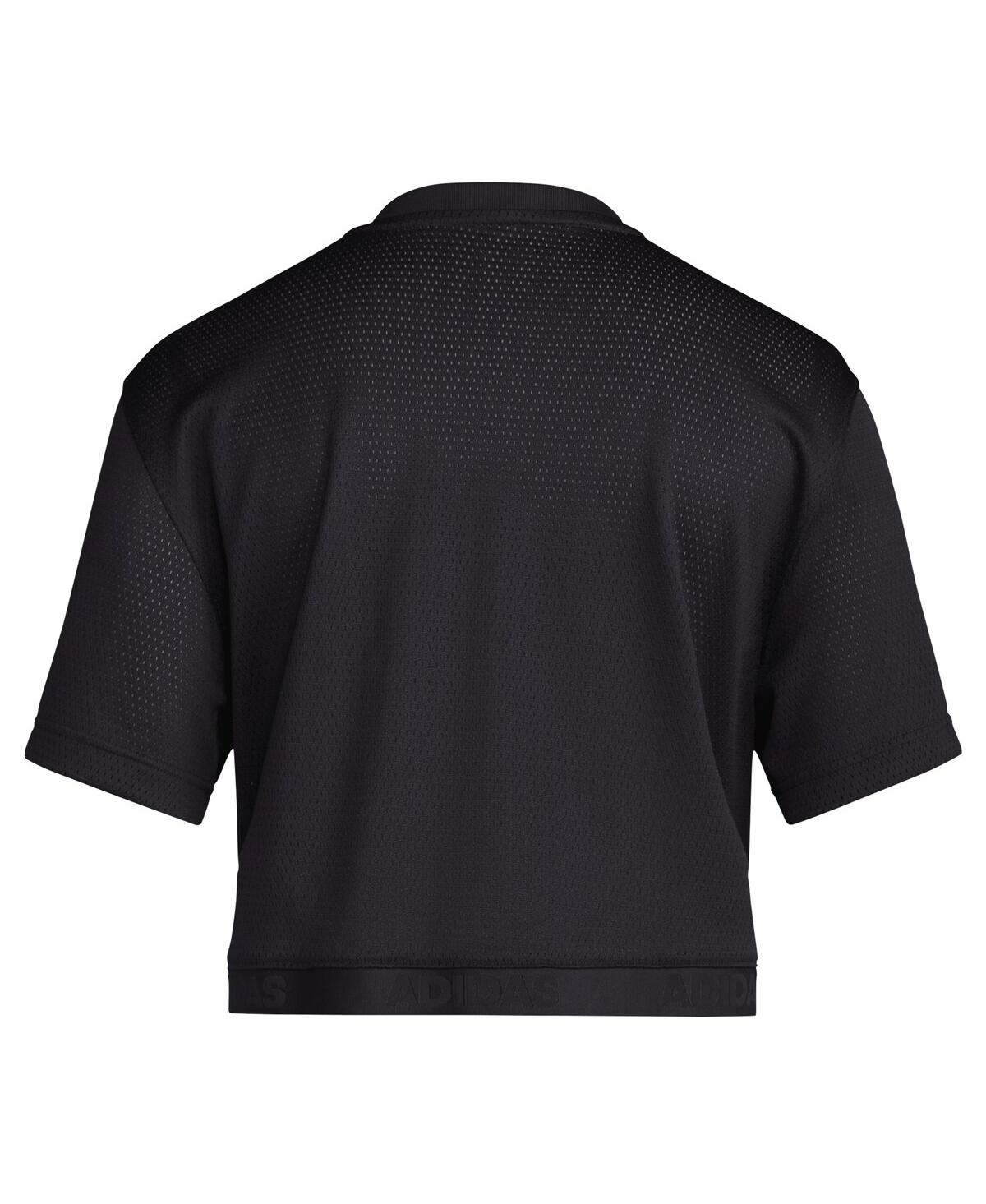 Adidas Women'sNebraska Huskers Primegreen V-Neck Cropped Jersey - Black