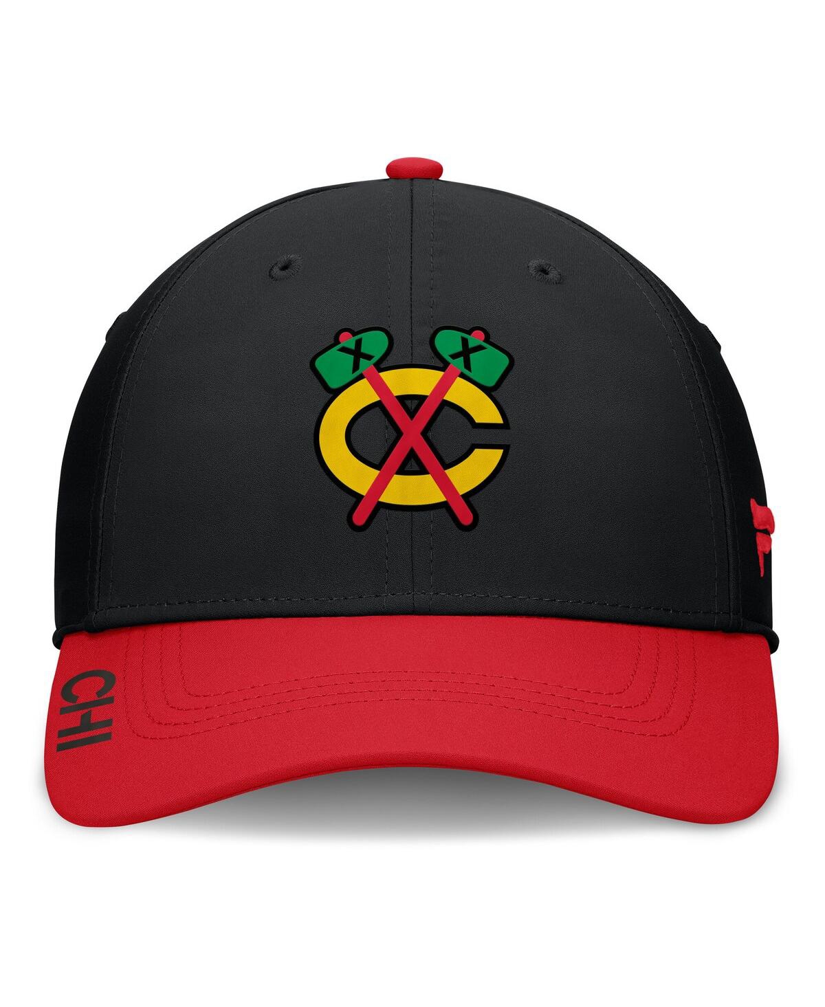 Fanatics Men's Black/red Chicago Blackhawks Authentic Pro Rink Flex Hat In Black,red