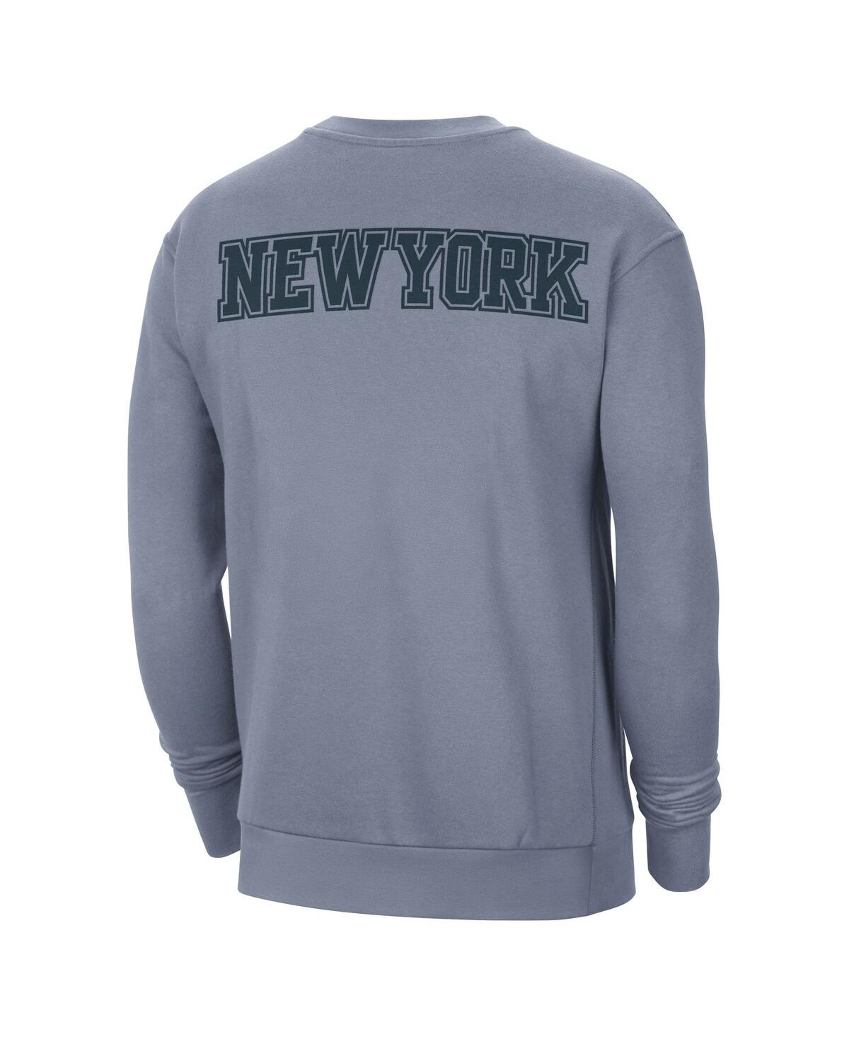 JORDAN MEN'S BLUE NEW YORK KNICKS COURTSIDE STATEMENT EDITION HEAVYWEIGHT PULLOVER SWEATSHIRT 