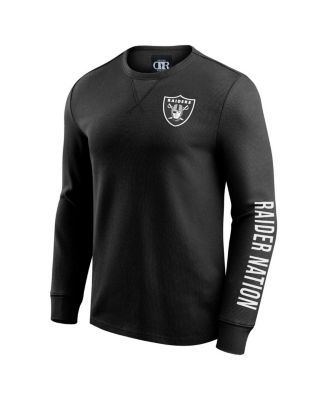 Men's Black Las Vegas Raiders Washed Waffle-Knit Long Sleeve T-Shirt