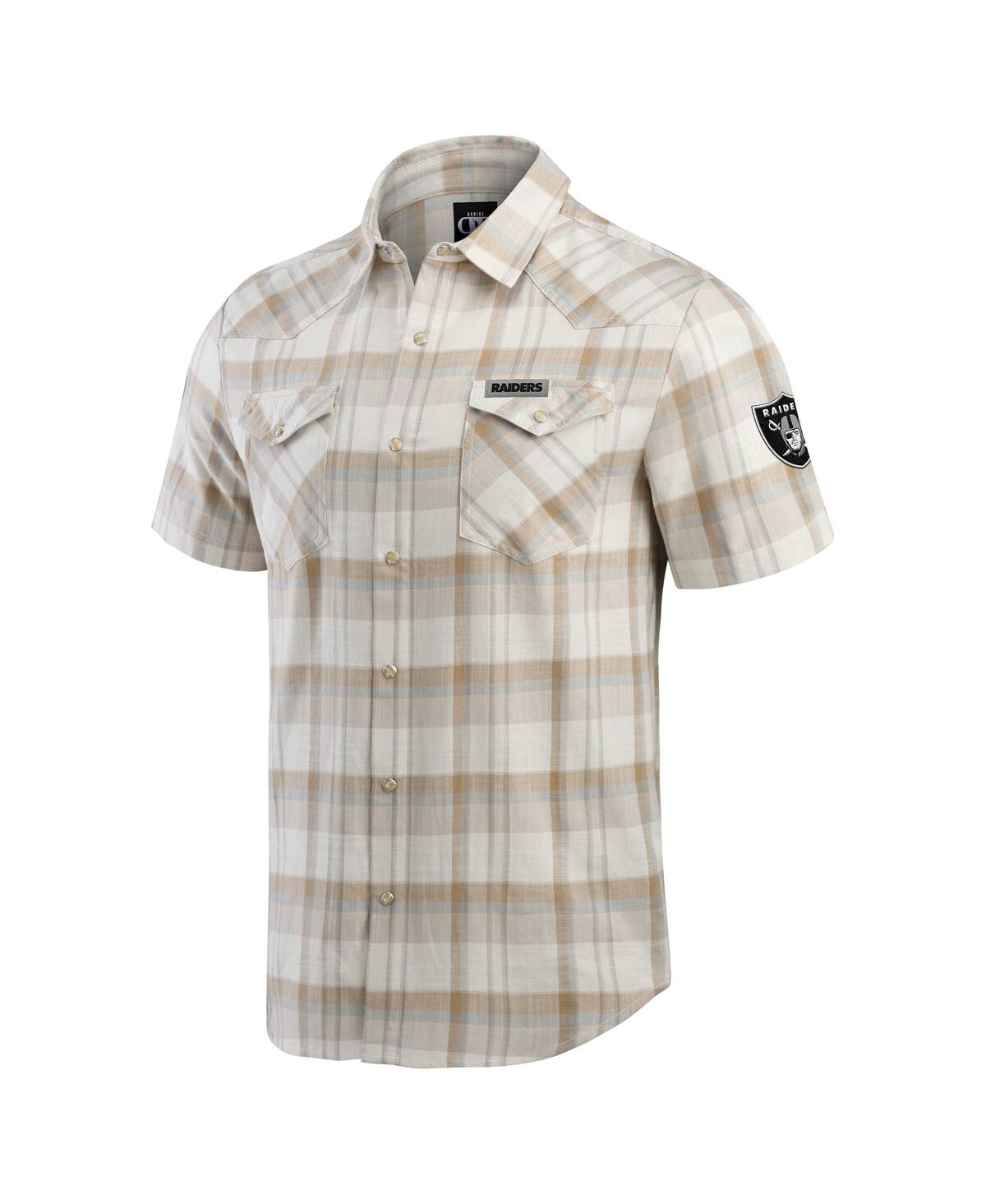 Fanatics Men'sLas Vegas Raiders Plaid Full-Snap Shirt - Cream