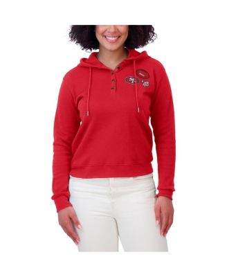 Women's Scarlet San Francisco 49ers Waffle Hoodie Pullover Top