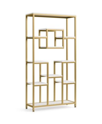 71” Tall Bookshelf with Metal Frame and Open Display Shelf,Bookcases and Bookshelves