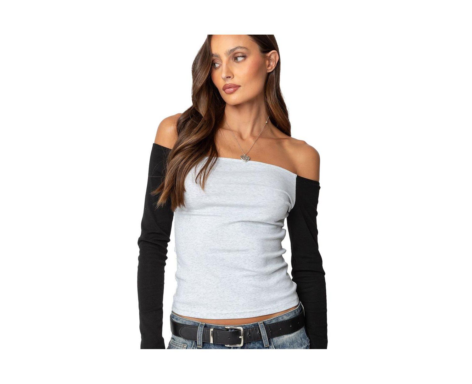 Women's Contrast Off Shoulder Top