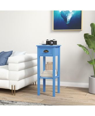 2-Tier Side Table with Drawer Shelf, End Table,