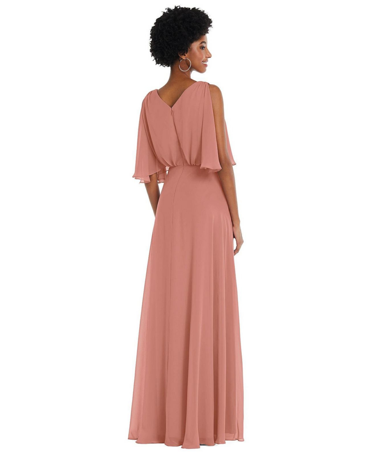 After Six Plus V-Neck Split Sleeve Blouson Bodice Maxi Dress
