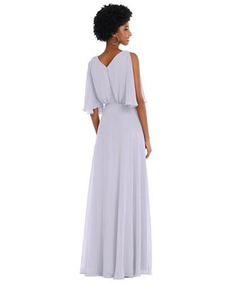 Plus Size V-Neck Split Sleeve Blouson Bodice Maxi Dress