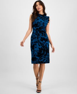 Sandra Darren - Women's Floral-Print Ruffled Sheath Dress