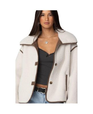 Edikted Women's Frost Oversized Faux Shearling Jacket - Macy's