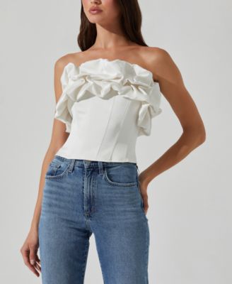 ASTR the Label Women's Sarahi Ruffled Strapless Top