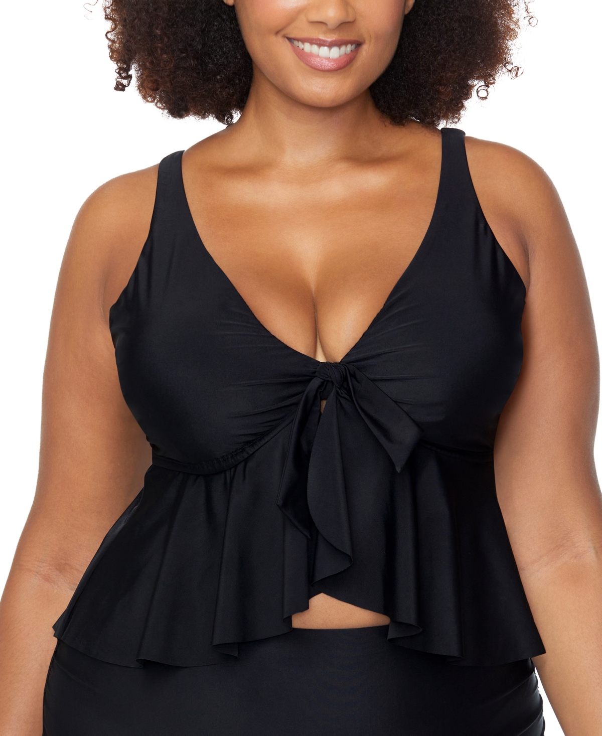 Shop Raisins Curve Trendy Plus Topanga Peplum-trim Bra Bikini In Black