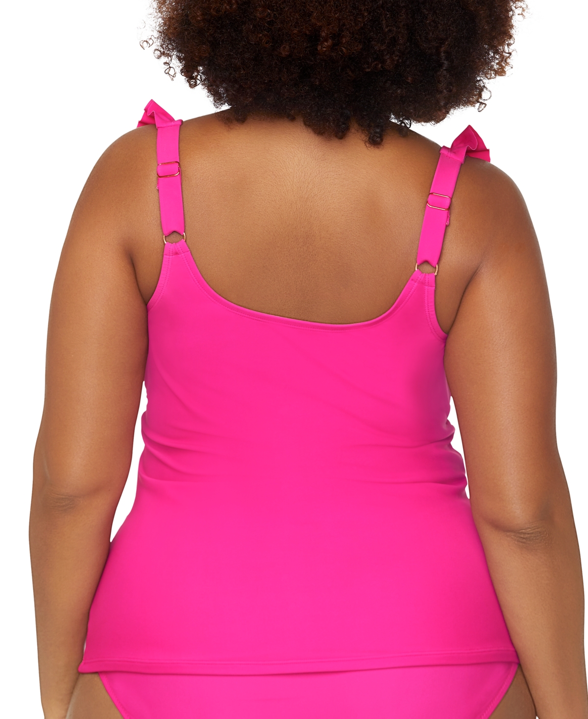 Raisins Curve Trendy Plus Andressa Ruffle-trim Tankini In Pink
