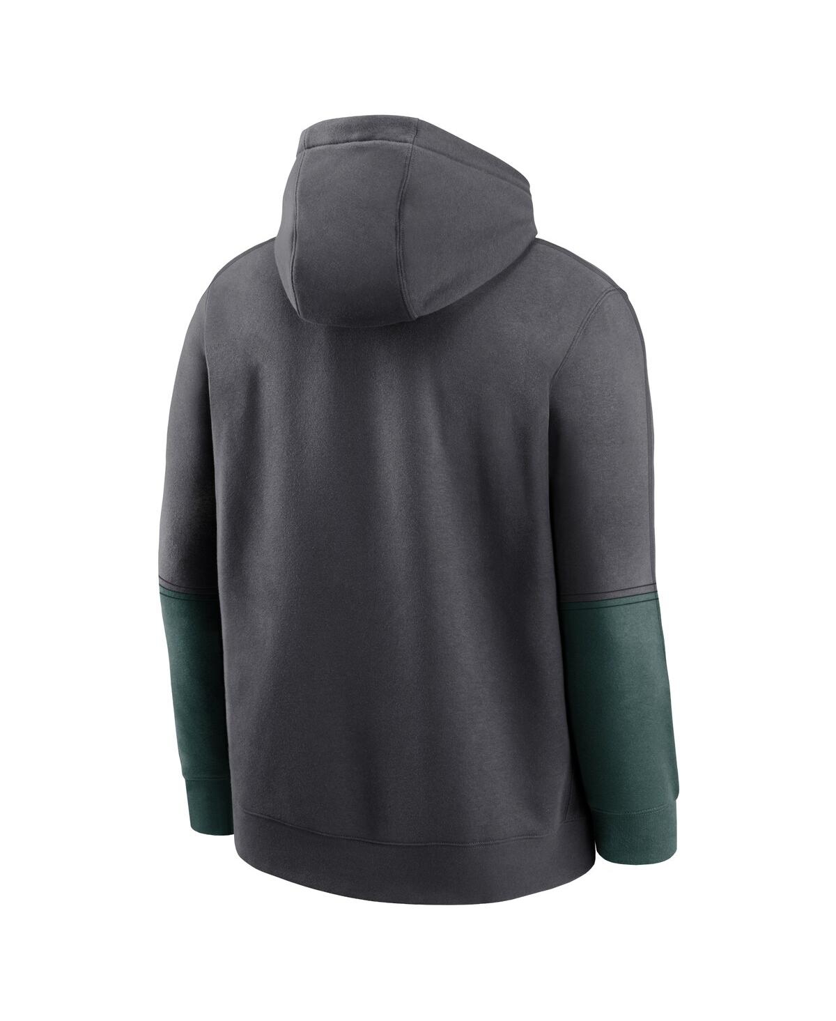 Nike Men'sGreen Michigan State Spartans 2024 Sideline Club Pullover Hoodie - Anthracite, Green
