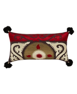 Suzani Embroidery Decorative Throw Pillow Covers, 14"x 28", Set of 2