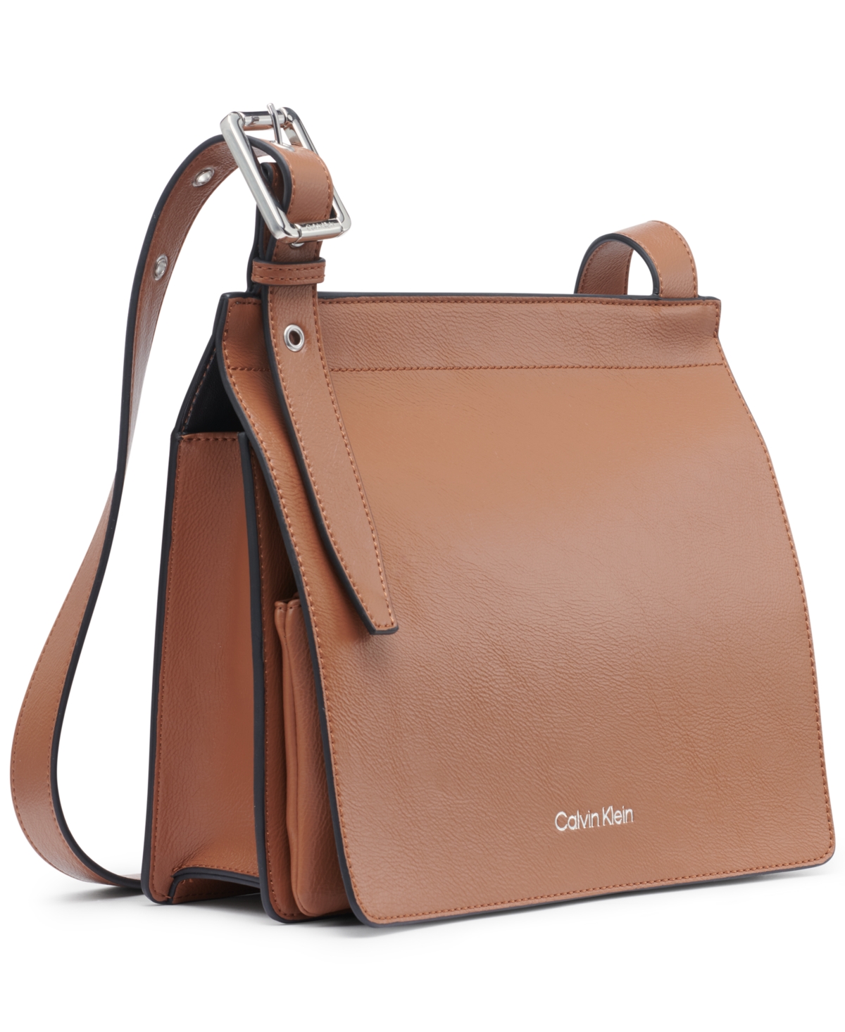 Shop Calvin Klein Havana Flap Small Messenger Bag In Caramel