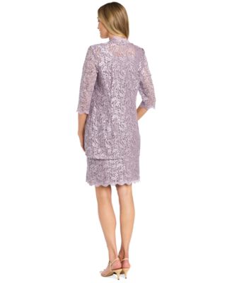 Women's 2 Pc. Sequin-Lace Scalloped Jacket Dress