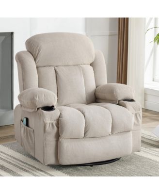 Swinging Recliner Massage Heated Sofa with USB and 2 Cup Holders