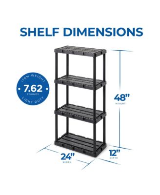 4 Shelf Knect-A-Shelf Solid Light Duty Storage Unit, Black 2 Pck