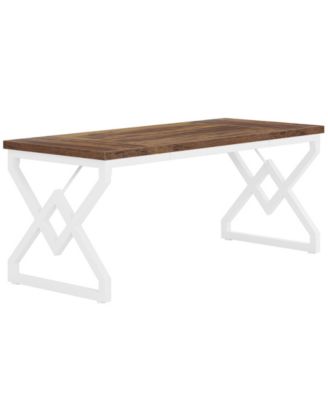 Large Office Computer Desk with Extra Thick Wooden Tabletop and Metal Frame, 63 Inch Executive Desk for Home Office